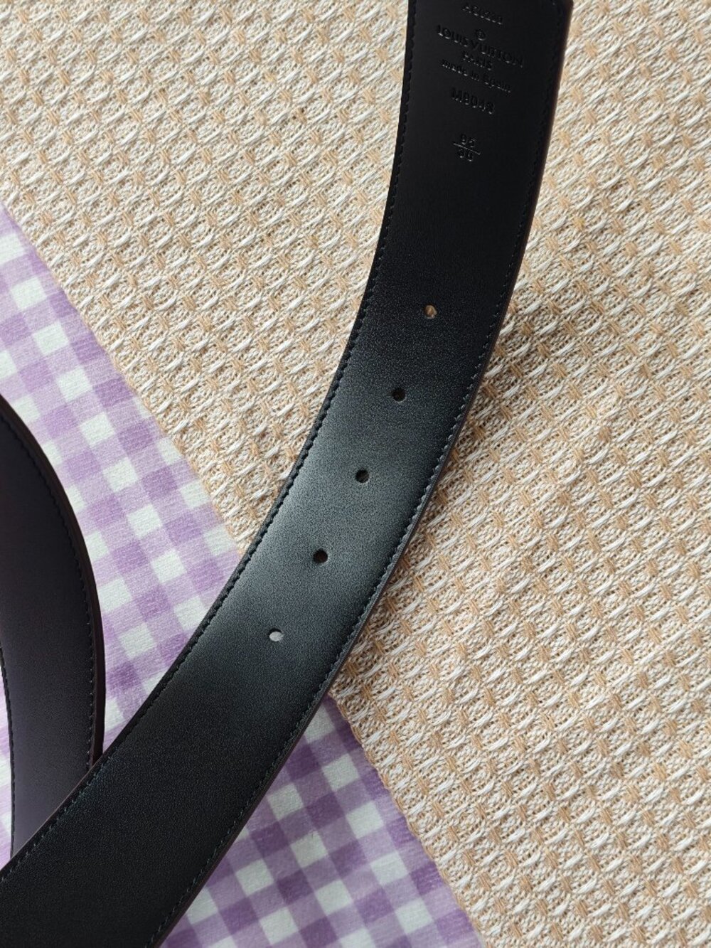 Unisex Louis Vuitton Damier Ebene Canvas Belt Gold LV Buckle 95/38 - Picture 8 of 9